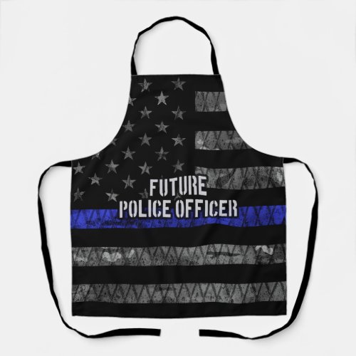Future Police Officer Thin Blue Line Distressed Fl Apron