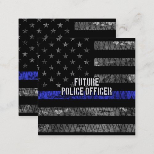 Future Police Officer Thin Blue Line Distressed Fl Discount Card