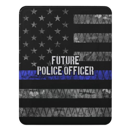 Future Police Officer Thin Blue Line Distressed Fl Door Sign