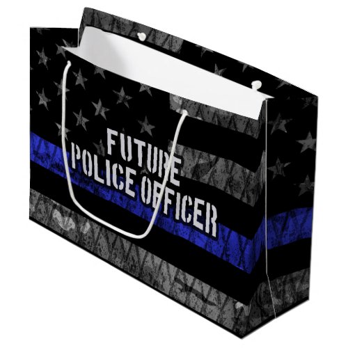 Future Police Officer Thin Blue Line Distressed Fl Large Gift Bag