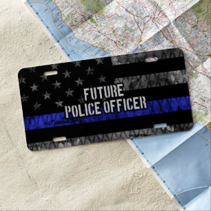 Future Police Officer Thin Blue Line Distressed Fl License Plate