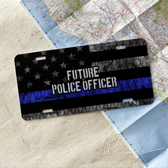 Future Police Officer Thin Blue Line Distressed Fl License Plate (In Situ)