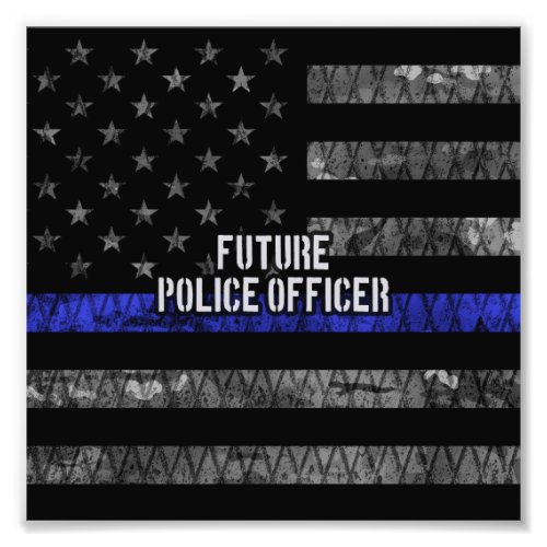 Future Police Officer Thin Blue Line Distressed Fl Photo Print