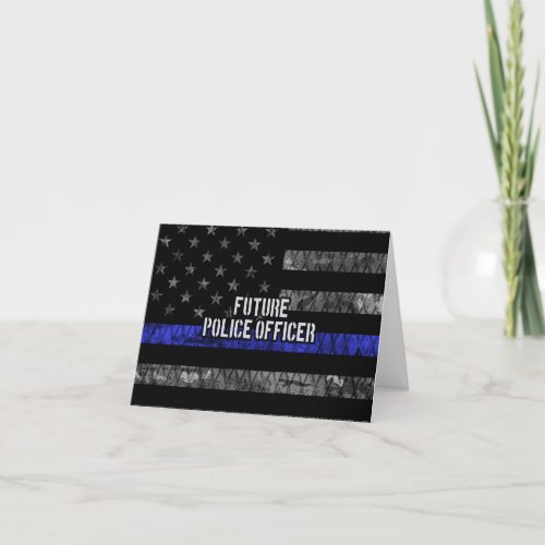 Future Police Officer Thin Blue Line Distressed Fl Thank You Card