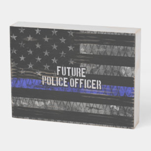 Future Police Officer Thin Blue Line Distressed Fl Wooden Box Sign
