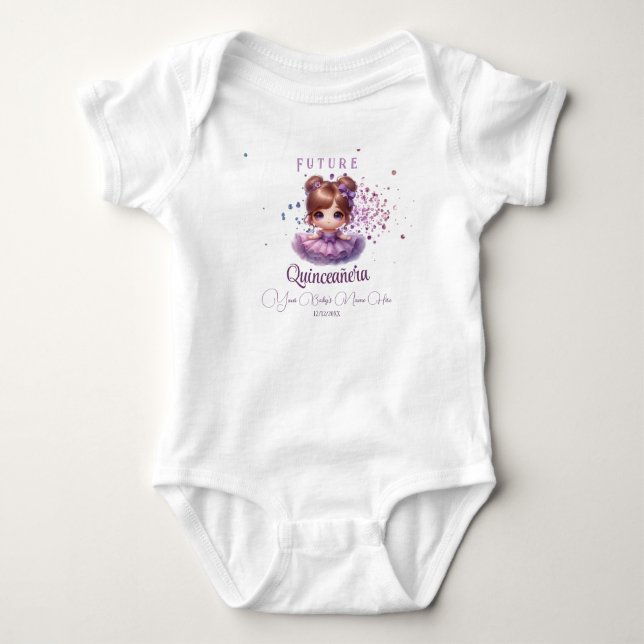 Future Quinceañera Baby Outfit – Lilac Purple Gift Bodysuit (Front)