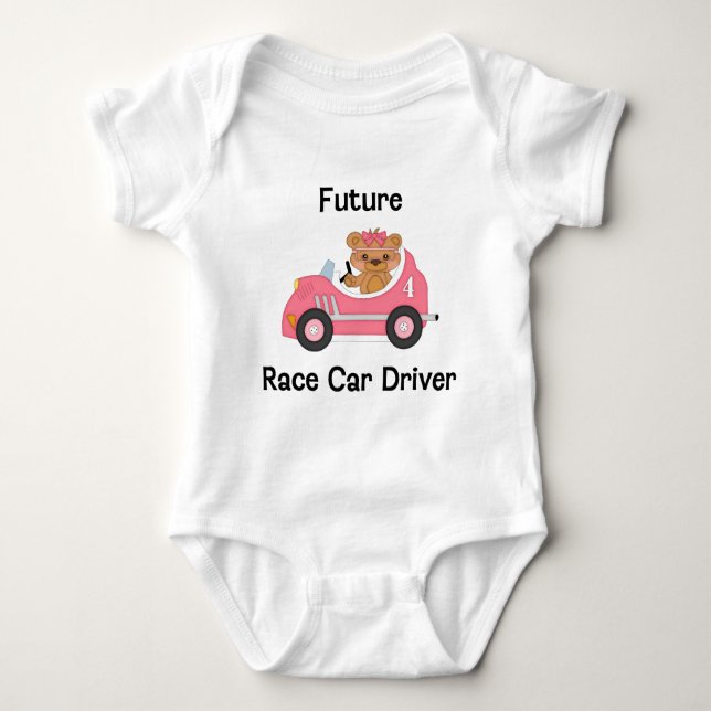 Future Race Car Driver (girl) Baby Bodysuit (Front)