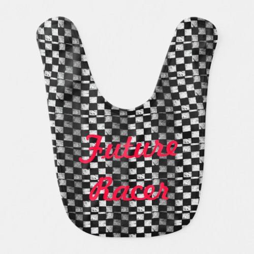 Future Racer Checkered Flag Baby Bib