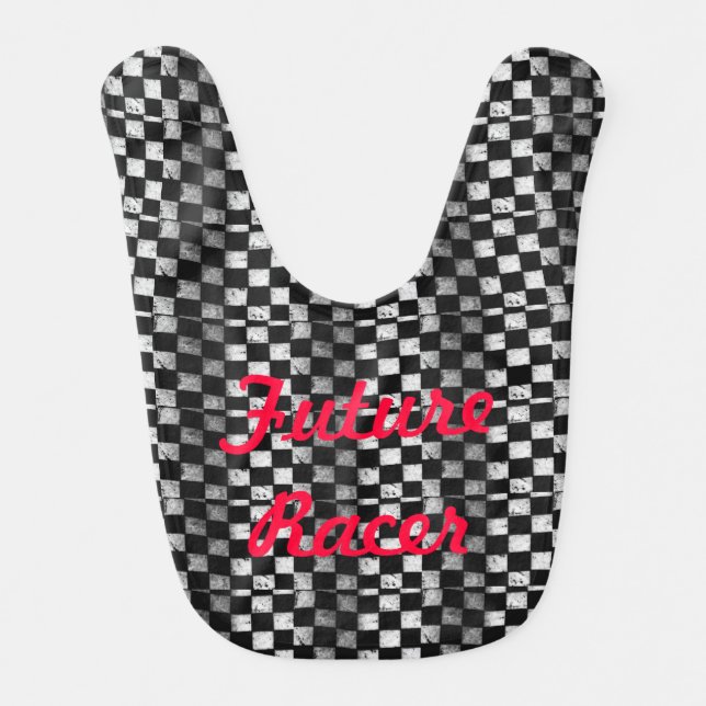 Future Racer Checkered Flag Baby Bib (Front)
