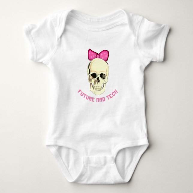 "Future Rad Tech"  skull with ribbon  Baby Bodysuit (Front)