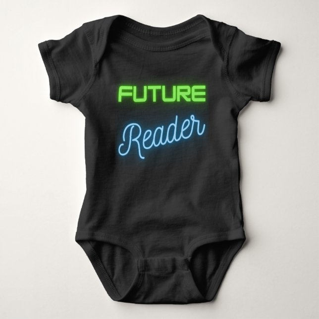 Future Reader Green Blue Baby Bodysuit (Front)