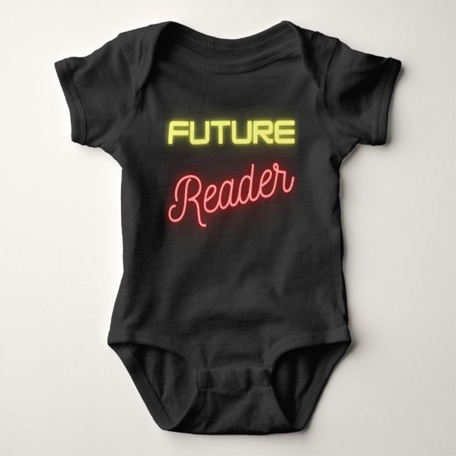 Future Reader Yellow Red Baby Bodysuit (Front)
