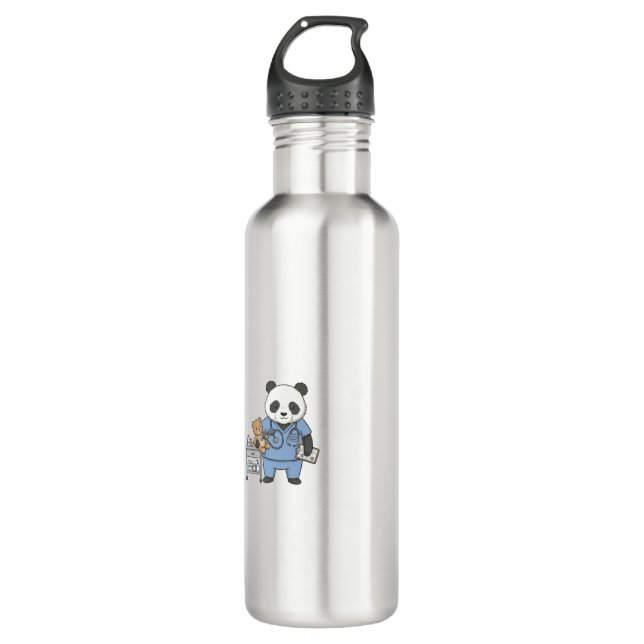 Future RN Panda: Adorable Medical Student  Stainless Steel Water Bottle (Front)