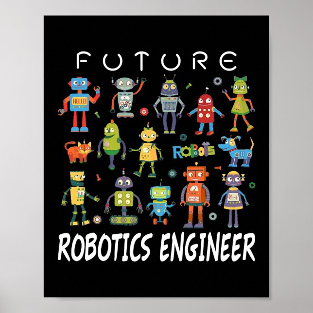 Future Robotics Engineer Technician Funny Vintage Poster (Front)