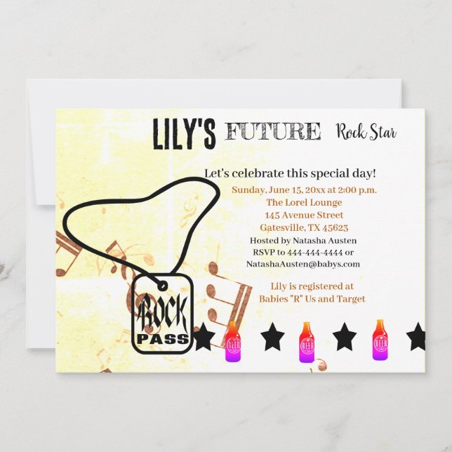 Future Rock Star Baby Shower Invitation (Front)