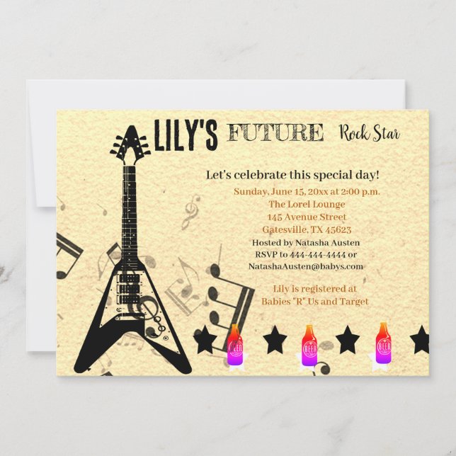 Future Rock Star Baby Shower Invitation (Front)