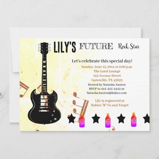 Future Rock Star Baby Shower Invitation (Front)