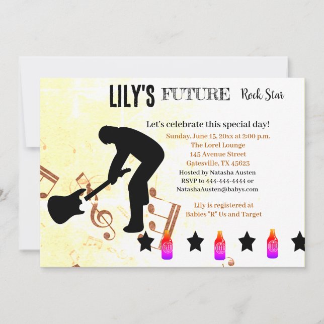 Future Rock Star Baby Shower Invitation (Front)