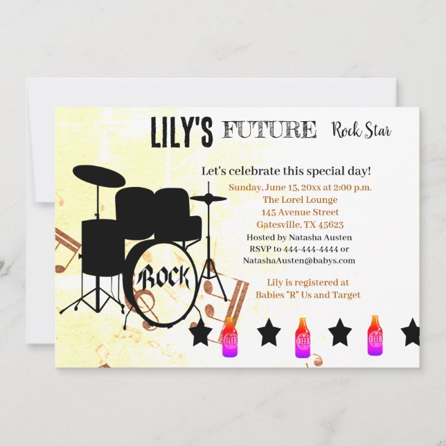 Future Rock Star Baby Shower Invitation (Front)