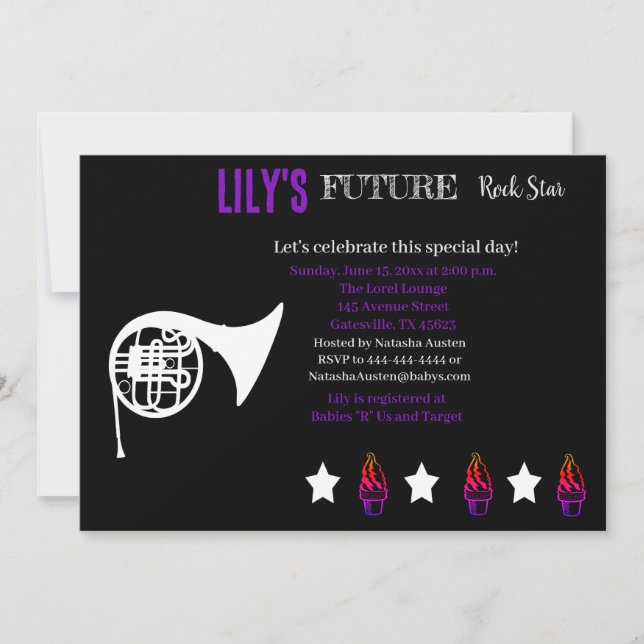 Future Rocker Baby Shower Invitation (Front)