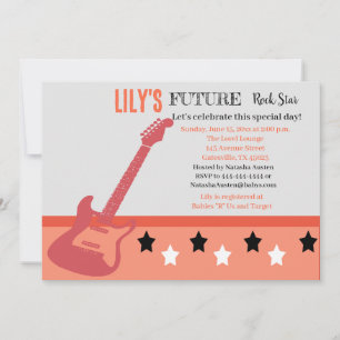 Future Rocker Baby Shower Pink Invitation
