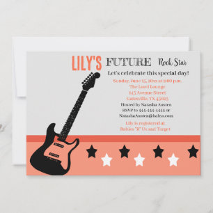 Future Rocker Baby Shower Pink Invitation