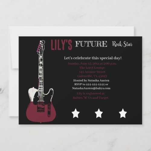 Future Rocker Baby Shower Red Invitation