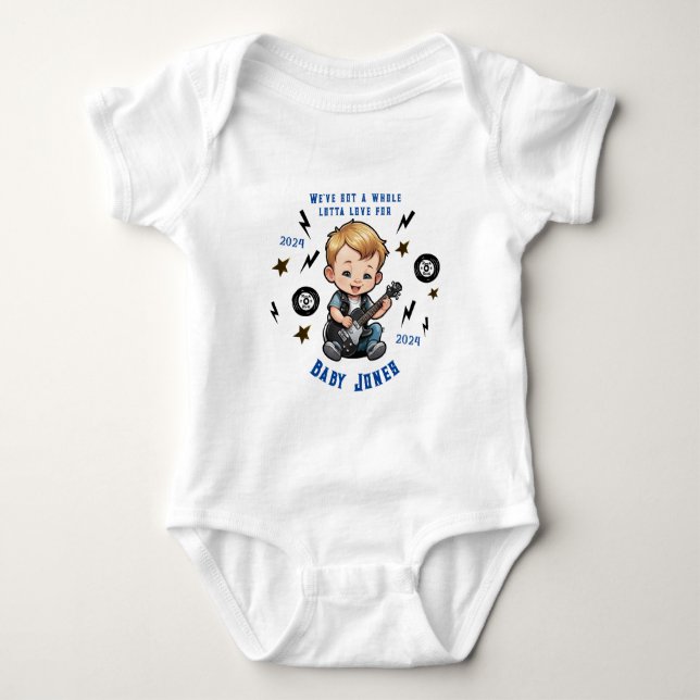 Future Rocker Rock N Roll Lotta Love Baby Boy  Bodysuit (Front)