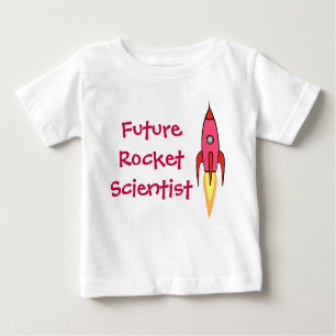 Future Rocket Scientist Pink Rocket Ship Feminist Baby T-Shirt