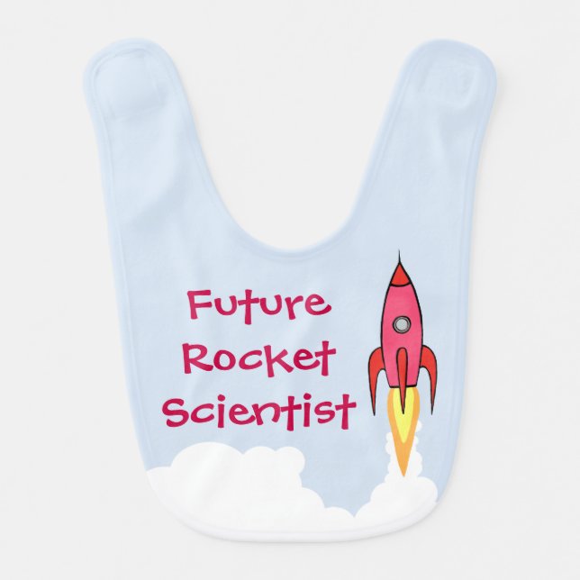 Future Rocket Scientist Pink Rocketship Funny Bib (Front)