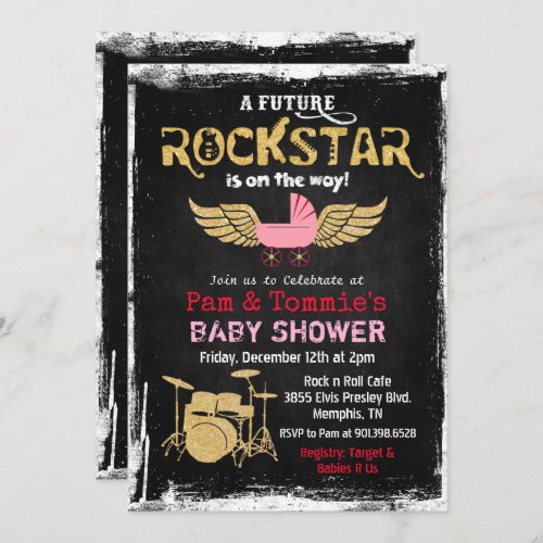 Future Rockstar Drum Set Baby Shower Invitation