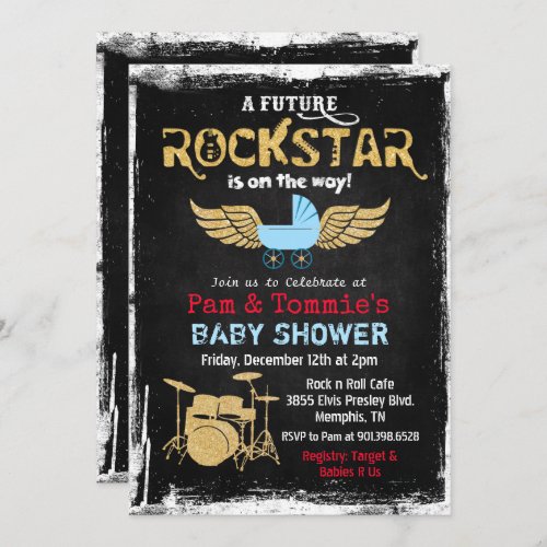 Future Rockstar Drum Set Baby Shower Invitation