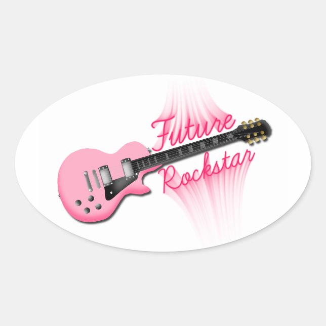 Future Rockstar pink guitar oval sticker (Front)