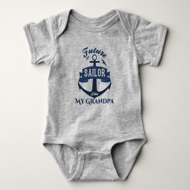 Future sailor Like My grandpa, Baby Bodysuit (Front)