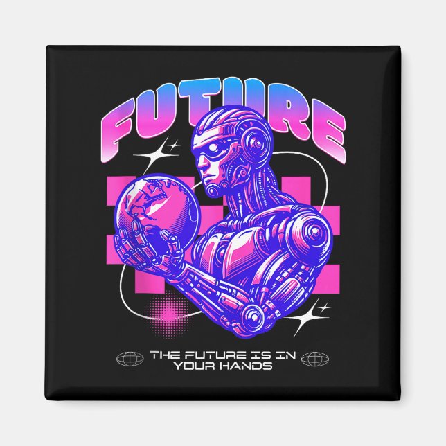 Future sci fi robot the future is in hands tank to magnet (Front)