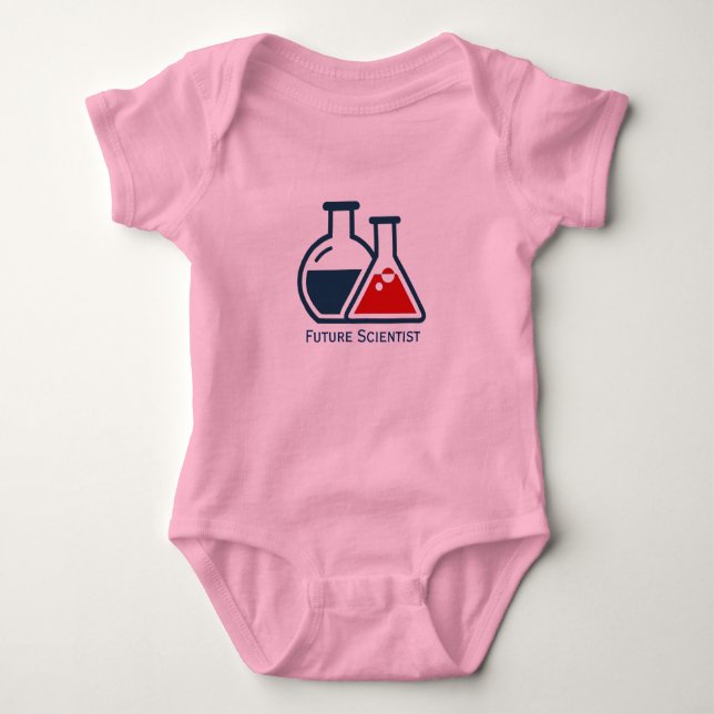 Future Scientist Beakers Design Baby Clothing Bodysuit (Front)