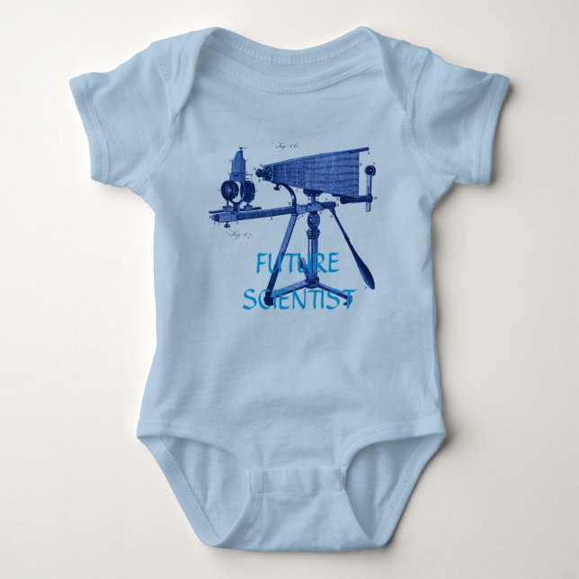 FUTURE SCIENTISTS 18TH CENTURY MICROSCOPE BLUE BABY BODYSUIT (Front)