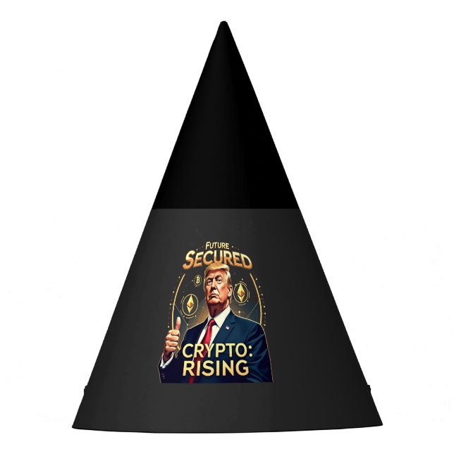 Future Secured Crypto Rising Trump Inaguration Day Party Hat (Front)