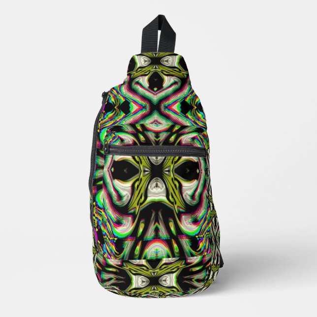 Future Shapes Holographic Yellow Jacket  Chrome Sling Bag (Front)