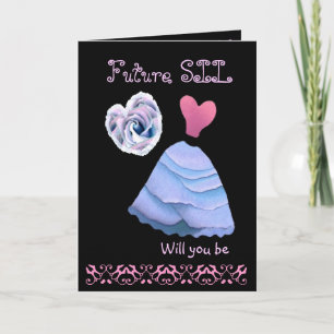 Future Sister-in-Law Bridesmaid Blue Dress Heart Invitation