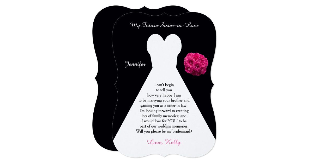 Future Sister in Law Bridesmaid Poem Request Gown Card