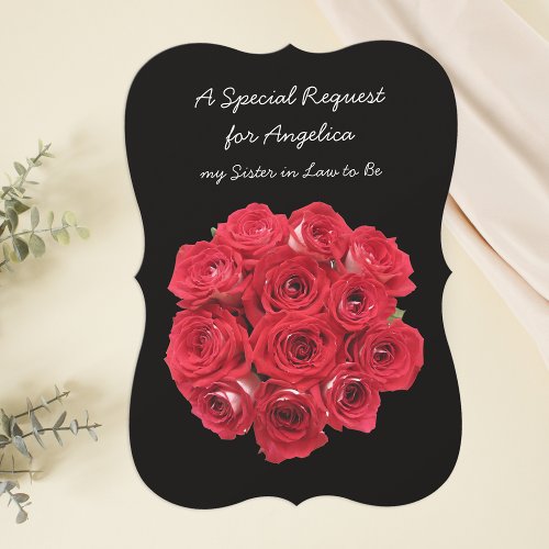 Future Sister in Law Bridesmaid Red Roses Invitation