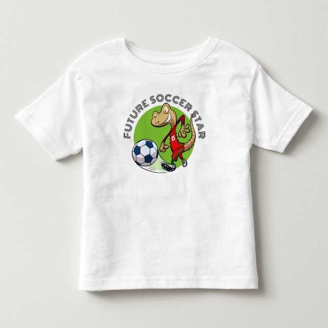 Future Soccer Star Funny Gecko Footballer Cartoon Toddler T-shirt (Front)