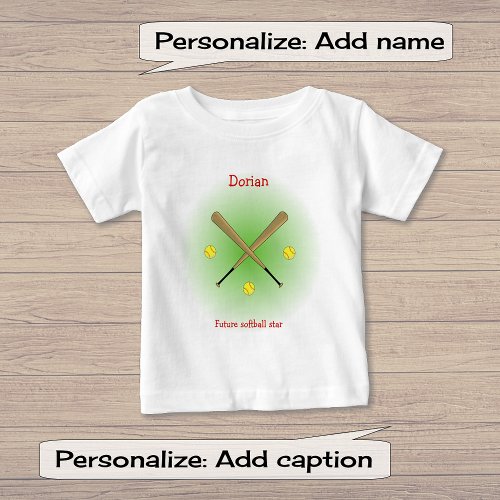 Future softball star custom text baby T_Shirt