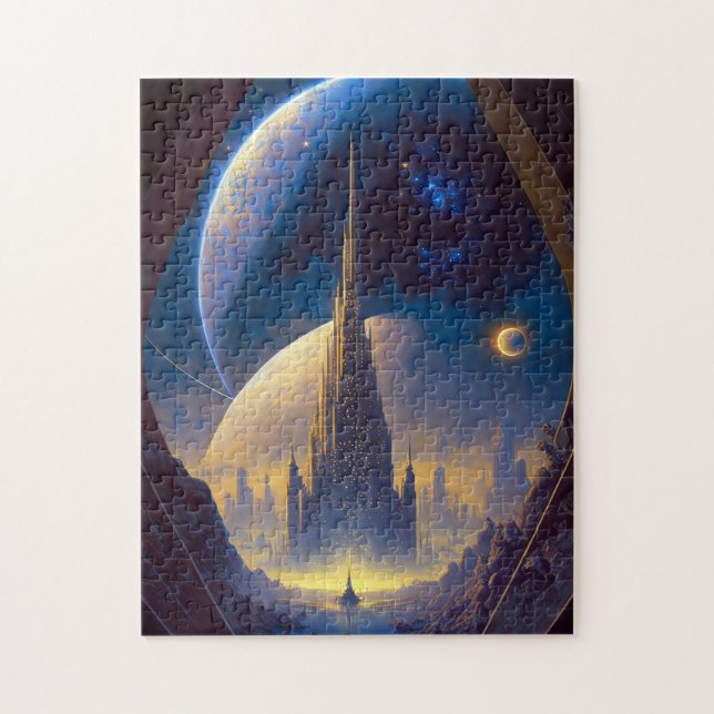 Future Space City Sci-Fi Art Jigsaw Puzzle (Vertical)