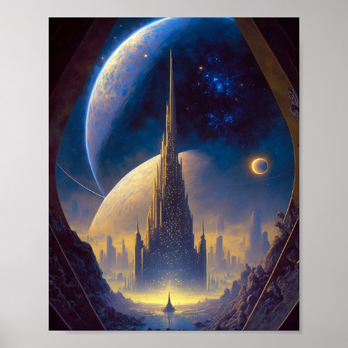 Future Space City Sci_Fi Art Poster