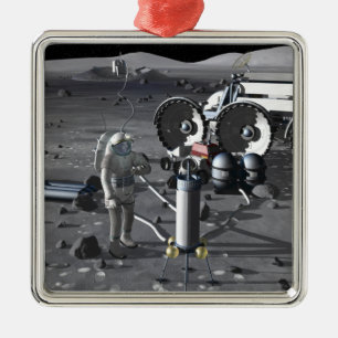 Future space exploration missions 2 metal ornament