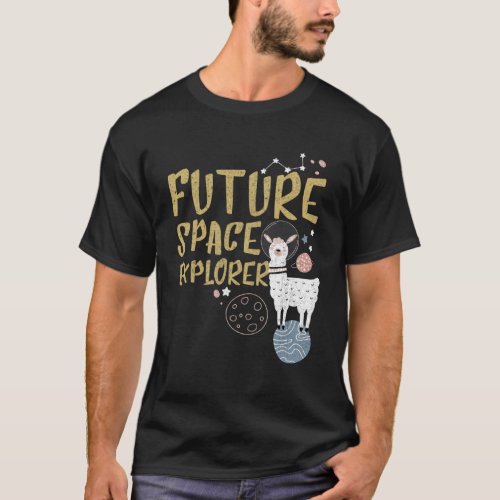 Future Space Explorer Llama Astronaut Fun Cute T_Shirt