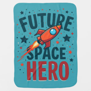 Future Space Hero Retro Rocket Ship Design Baby Blanket