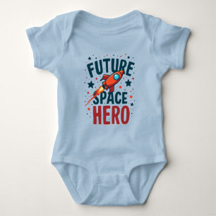 Future Space Hero Retro Rocket Ship Design Baby Bodysuit